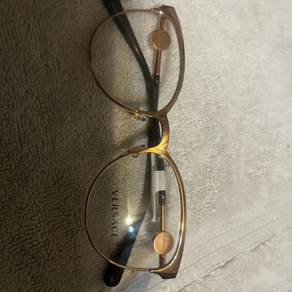 Versace Gold Frame Eyeglasses with Black Temples